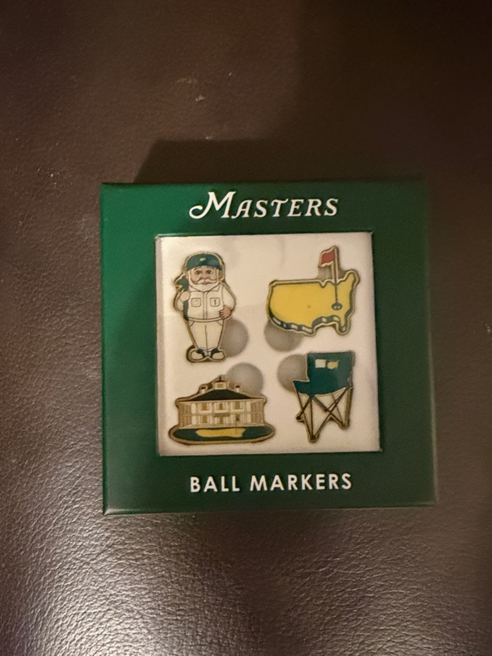Masters Enamel Golf Ball Marker Set - Green, Yellow & White 2026 new in package